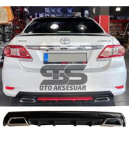 Toyota Corolla 2007-2012 Difüzör Arka Tampon Eki 2 Egzoz Çıkışlı Siyah Lüx Tip