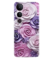 Vivo V50 Lite Kılıf Boutique Baskılı Resimli Mor Güller Pcode -029