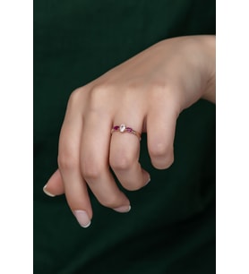Gümüş Prenses Yüzük. Renkli Taşlı Ayarlanabilir Ölçü. Rose Gold Kaplama 925 Ayar Gümüş