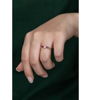Gümüş Prenses Yüzük. Renkli Taşlı Ayarlanabilir Ölçü. Rose Gold Kaplama 925 Ayar Gümüş