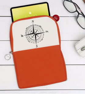BK Gift Pusula Tasarımlı Taşınabilir Koruyucu Tablet Kılıfı & Organizer Çanta - Turuncu-2
