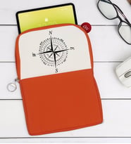 BK Gift Pusula Tasarımlı Taşınabilir Koruyucu Tablet Kılıfı & Organizer Çanta - Turuncu-2