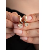 925 Ayar Gümüş Gold Mistik Topaz Taşlı 12 mm Kalpli  Küpe