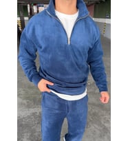 Unisex Slimfit Yarım Fermuarlı Dik Yaka Polar Sweatshirt