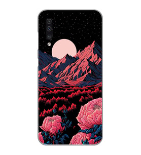 Samsung Galaxy A50 - A30S Uyumlu Şakayıklar ve Dağ Manzarası Tasarımlı Şeffaf Telefon Kılıfı