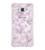 Samsung Galaxy J7  Köşe Korumalı Antişok Kapak Floral Pudra Tasarımlı Şeffaf  Kılıf