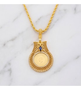 Altın Kaplama Çeyrek Altınlı Kolye  45 CM BND-192