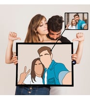 Kişiye Özel Çizgisel Karikatür Minimal Renkli Tasarım Poster