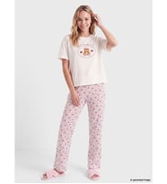 LCW Young Bordo Bisiklet Yaka Baskılı Kadın Pijama Takım