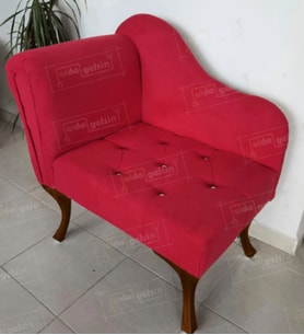 Yeni Model Tekli Köşe Koltuğu Josefin Bench Ceviz Ayak (Kırmızı)