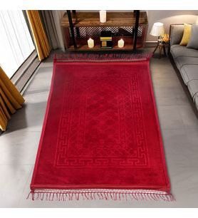 Soft Yumuşak Kadife Peluş Seccade Bordo 80 x 120 cm - 1100 gr