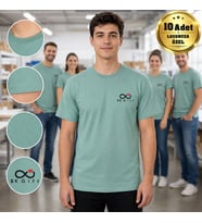 Logonuza Özel 10 Adet Premium Mint Yeşili Tişört - Pamuk Unisex Kurumsal Personel Tişörtü