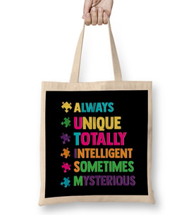 Cute Always Unique Awesome Autism Awareness Month Bez Çanta Uzun Saplı