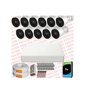 Provzen RV Hikvision 11 Kameralı Full HD 20mt Gece Görüşlü Güvenlik Kamerası Olay Anında bildirim