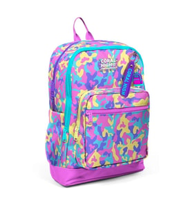 CORAL HIGH 33201 PEMBE SARI LAVANTA KAMUFLAJ DESENLİ DÖRT BÖLMELİ SIRT ÇANTASI