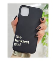 Iphone 11 Uyumlu The Luckiest Girl Desenli Siyah Silikon Telefon Kılıfı