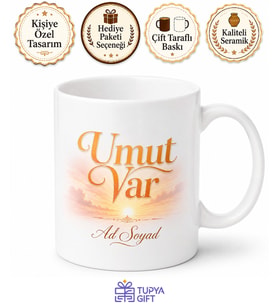 Umut Var Yazılı Baskılı Kupa Bardak Motivasyon Hediye Porselen Mug