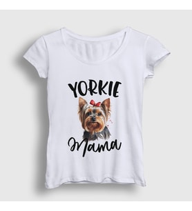Presmono Kadın Beyaz Yorkie Mama Mom Yorkshire Terrier Annesi T-Shirt 556608tt