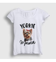 Presmono Kadın Beyaz Yorkie Mama Mom Yorkshire Terrier Annesi T-Shirt 556608tt
