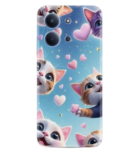 Xiaomi Redmi 15C Kılıf Boutique Baskılı Resimli Kalp ve Kedi Pcode -035