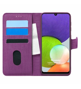 Microsonic Samsung Galaxy A22 4G Kılıf Fabric Book Wallet Mor