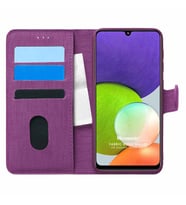 Microsonic Samsung Galaxy A22 4G Kılıf Fabric Book Wallet Mor