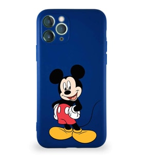 Apple iPhone 11 Pro Soft Premier Kapak Mickey Mouse-E Tasarımlı Silikon Kılıf - Lacivert (Şeffaf)