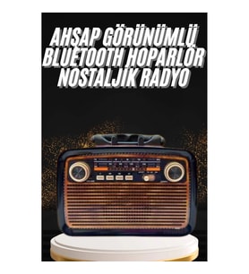 Mey İthalat® Nostaljik Görünümlü Ahşap Radyo TF SD USB Girişli Led Fener Işıklı