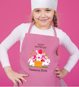 BK Gift Kişiye Özel Paskalya Bayramı Pembe Çocuk Mutfak Önlüğü-5