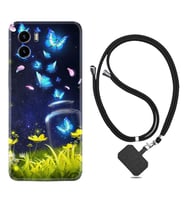 Vivo Y15S Y32 Y33S Y51 Y53S Kılıf Boyun Askılı Silikon Neon Butterflys 1309