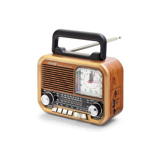 Hadron NNS NS7113BT Bluetooth Nostaljik FM Radyo TWS USB TF Analog Saatli Taşınabilir Hoparlör