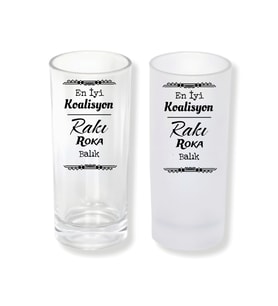 Rakı Roka Balık Yazılı Buzlu ya da Buzsuz seçenekleriyle Rakı Bardağı