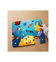 Uzayda Mutlu Çocuklar - Güneş Sistemi Tasarımlı 24 Parça Ahşap Çocuk Puzzle MPK0851