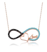 925 Ayar Gümüş Kalpli Sonsuzluk Kadın Gümüş Kolye