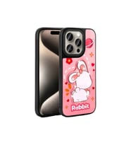 Apple iPhone 15 Pro Uyumlu Kılıf Parlayan Kabartmalı İkonik Figürlü Zore Amas Silikon Kapak (Pembe)