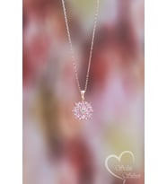 LOTUS ÇİÇEĞİ KOLYE PEMBE TAŞLI ROSE RENK 925 AYAR GÜMÜŞ KOLYE