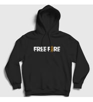 Presmono Unisex Beyaz Logo Free Fire Kapüşonlu Sweatshirt 233551tt (Siyah)