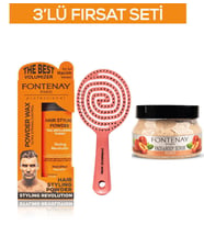 Fontenay Pudra Toz Wax Turuncu 20gr + 3 Boyutlu Saç Fırçası+ FaceAndBody Scrub Şeftali 350ml 3'LüSet