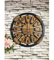 Kişiye Özel Halatlı Dekoratif Ahşap Duvar Saati 50 cm
