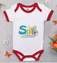 BK Kids Smile Tasarımlı Kırmızı Bebek Body Zıbın-1