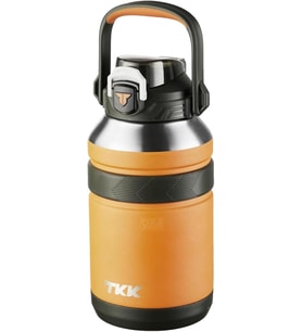 Tkk Büyük Boy 1000Ml Pipetli/Pipetsiz Kullanım Askılı Paslanmaz Çelik Termos Matara (Turuncu)