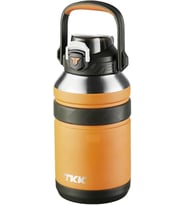 Tkk Büyük Boy 1000Ml Pipetli/Pipetsiz Kullanım Askılı Paslanmaz Çelik Termos Matara (Turuncu)