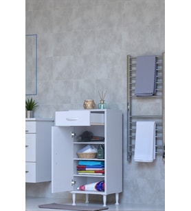 Eliusta Rose 50 cm Beyaz 1 Çekmeceli Banyo Mutfak Dolabı 4 Bölmeli 3 Raflı Çok Amaçlı Dolap 50x88x32,5 cm