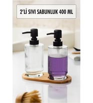2 Li Bambu Altlıklı Sıvı Sabunluk Seti