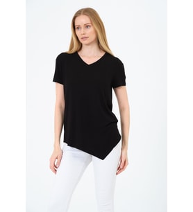 Kadın Kısa Kollu Oversize V Yaka T-Şhirt