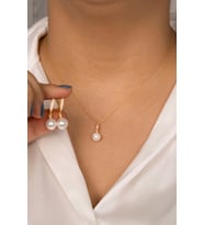 İNCİ KOLYE VE KÜPE SETİ 925 Ayar Gümüş Set