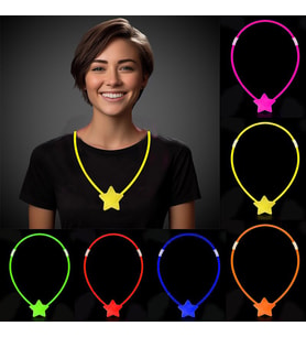 Glow Stick Yıldız Kolye - Glow Kolye - Glow Stick Partisi Yıldız Kolye 6 Adet (5343)