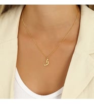 Kişiye Özel 925 Ayar Gümüş Şık Arapça Harf Kolye (Gold)