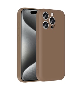Apple iPhone 15 Pro Uyumlu Kılıf Kamera Korumalı Kartlık Hazneli Zore Vitra Kapak (Kahverengi)