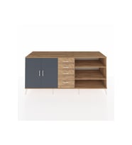 Kronos Konsol 3 Raflı 4 Çekmeceli 2 Kapaklı 220x59x99 Çam-Antrasit/Çam